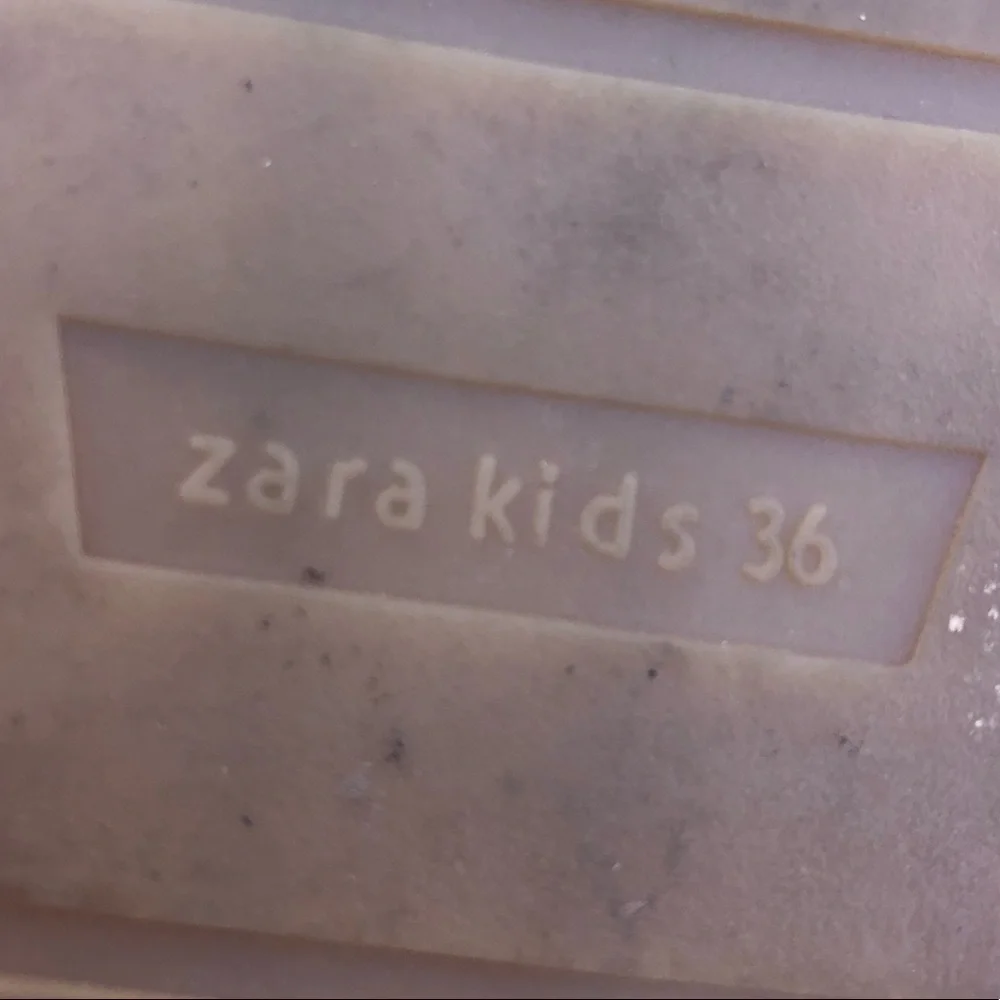 Zara Kids Boots Size 36 Tan Faux Suede Embroidered Shearling Lined Lace Up